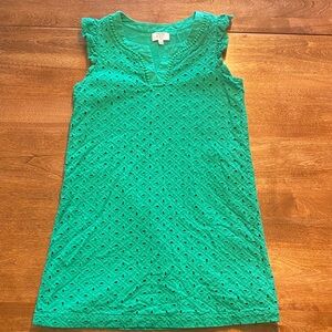 Crown & Ivy Teal Eyelet Top